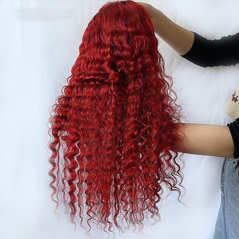 Perruque en cheveux humains ondulés profonds rouges, accessoire naturel élégant - IVOIRART.COM