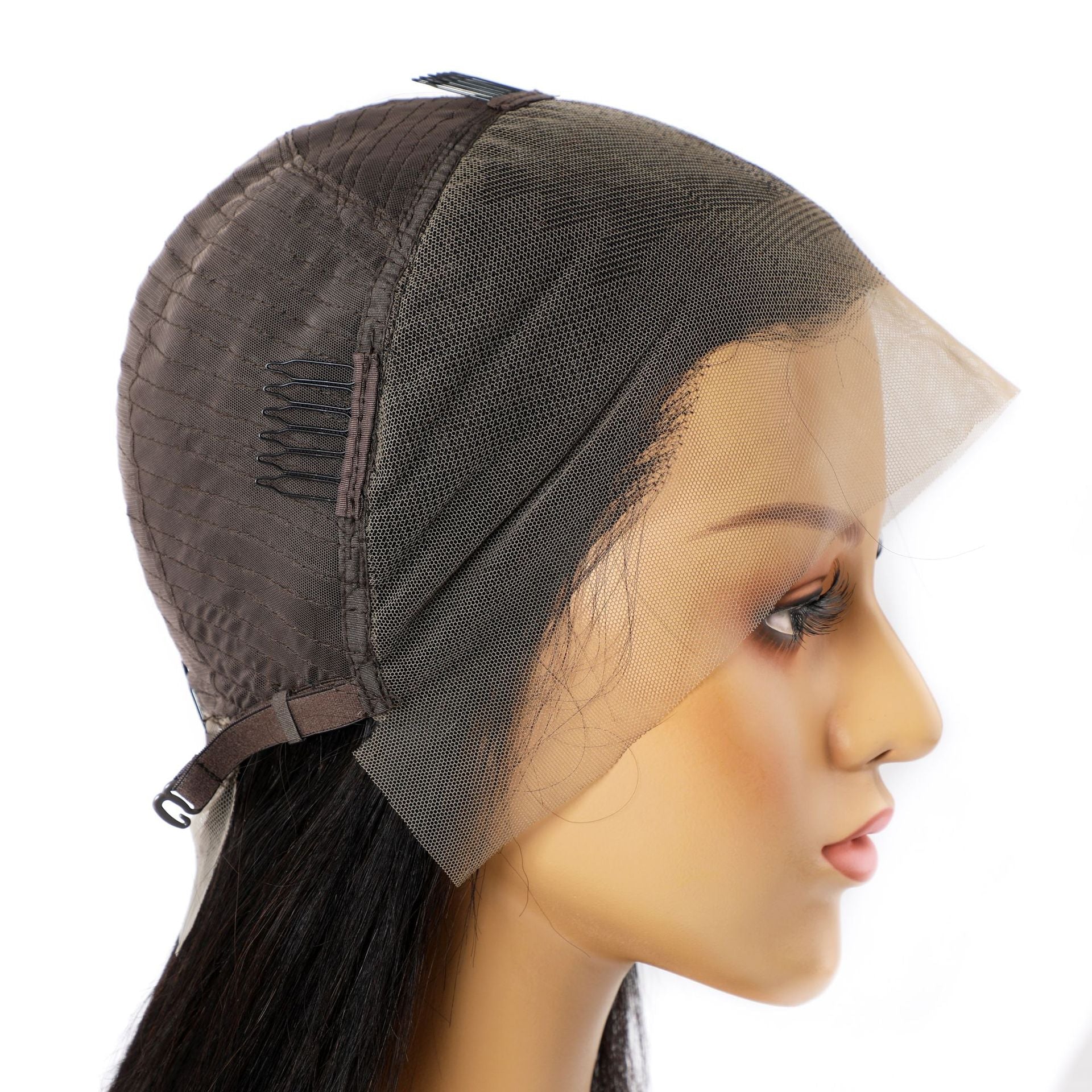 Perruque en Cheveux Naturels de Qualité 9a, Lace Front, Cheveux Raides, Set Complet - IVOIRART.COM
