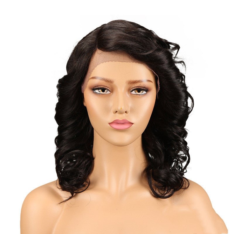 Perruque en cheveux véritables pour femme, longue, bouclée, avec bonnet à couture en dentelle - IVOIRART.COM