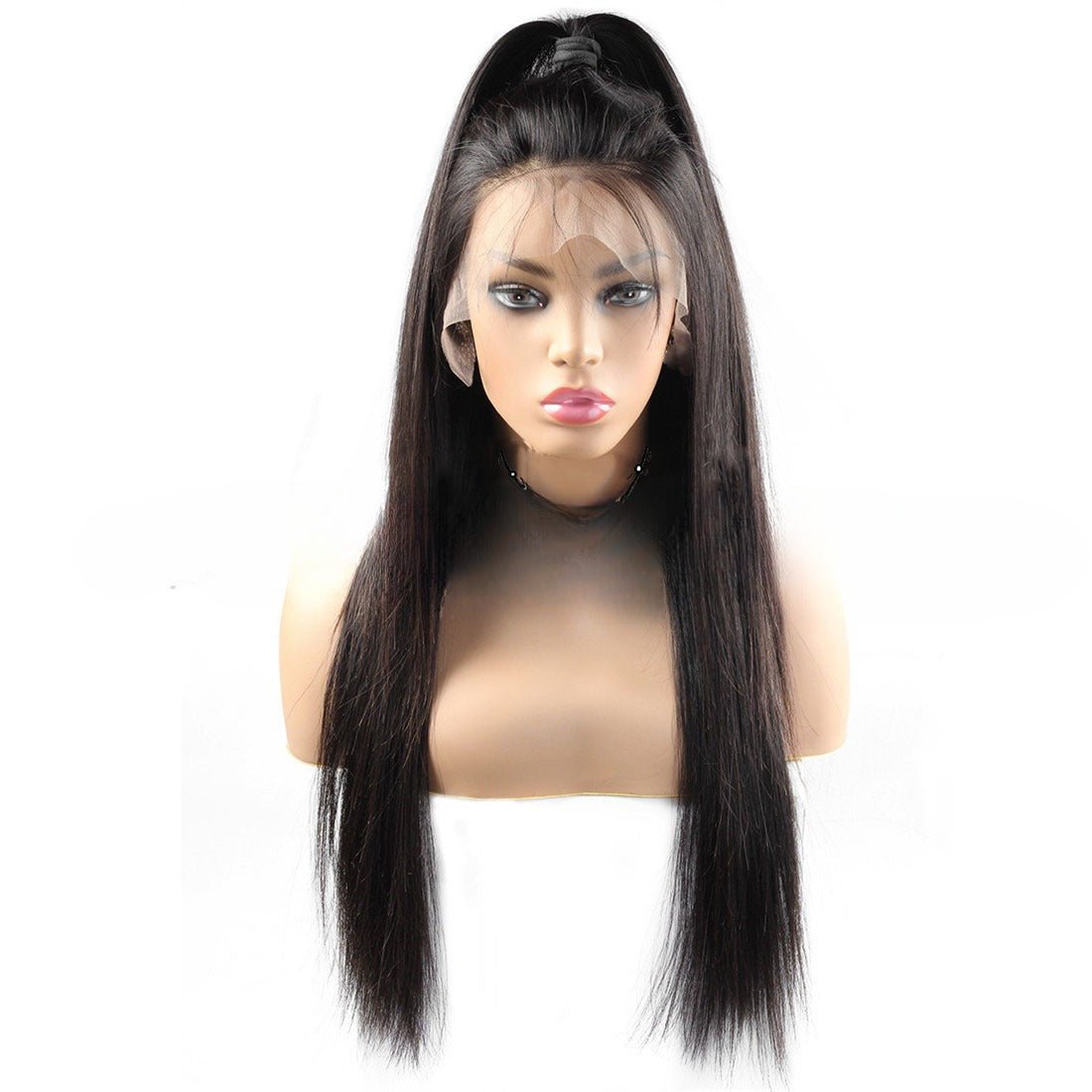 Perruque Femme Mode en Dentelle Intégrale Cheveux Naturels Noirs 45 cm - IVOIRART.COM