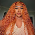 Perruque front lace bouclée orange courte en fibre synthétique haute température - IVOIRART.COM