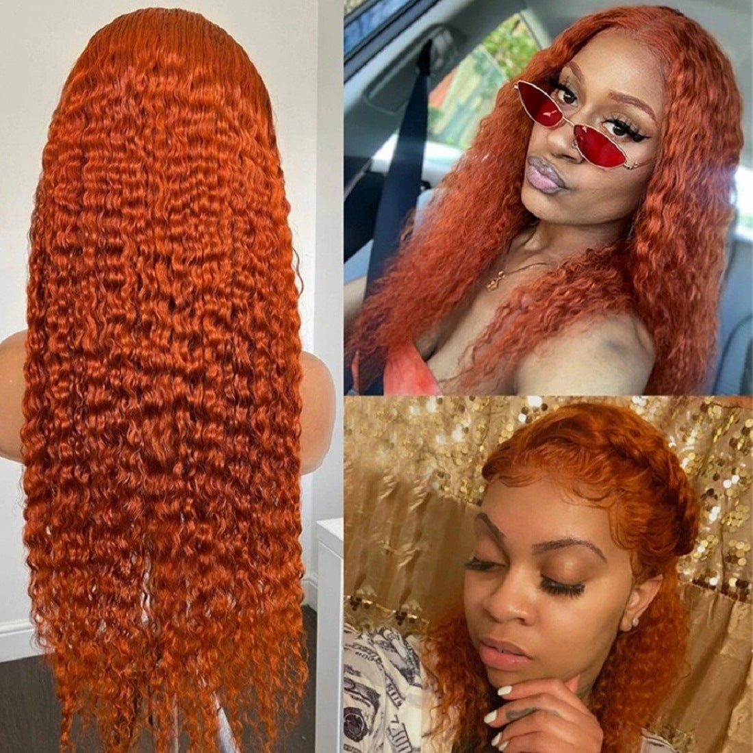 Perruque front lace bouclée orange courte en fibre synthétique haute température - IVOIRART.COM