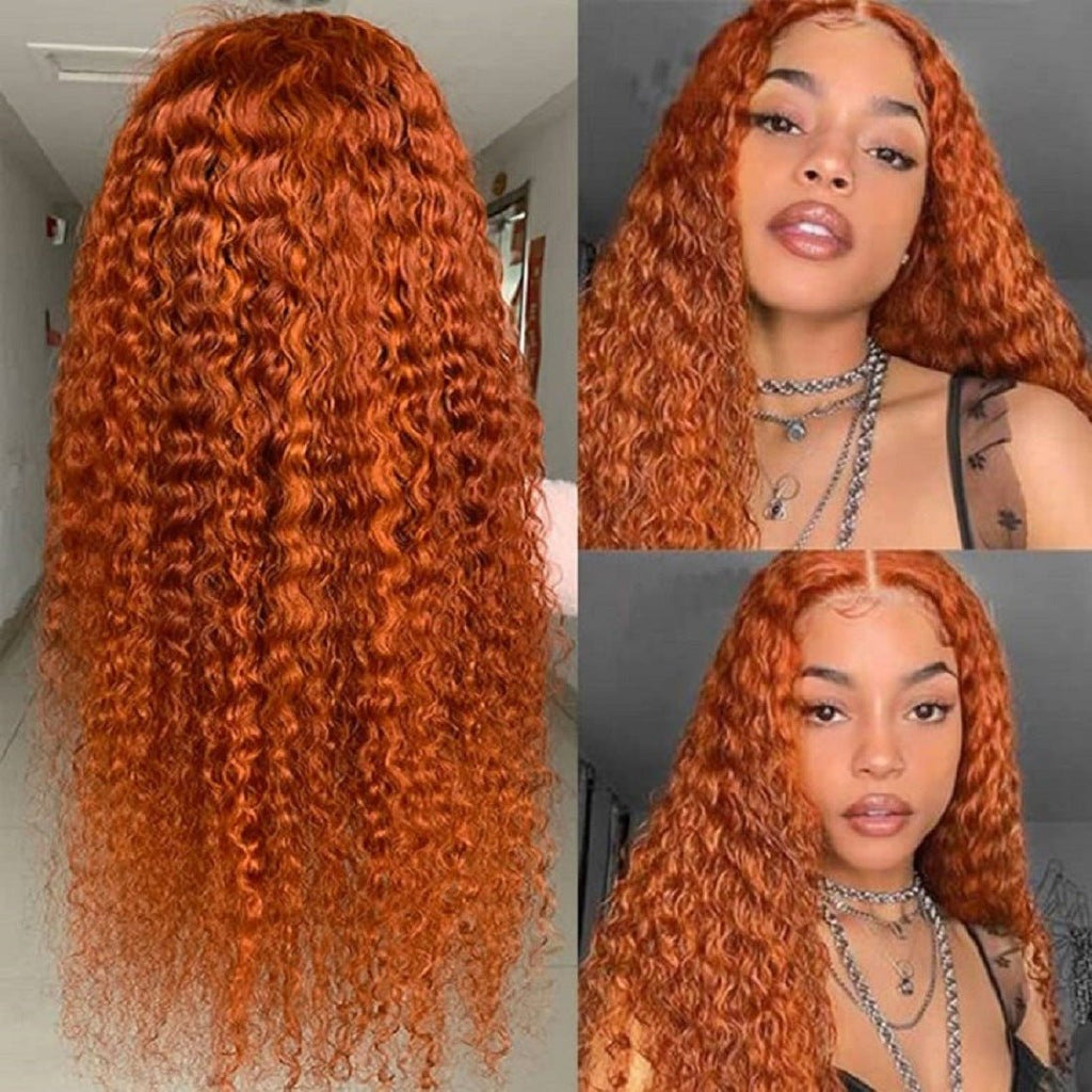Perruque front lace bouclée orange courte en fibre synthétique haute température - IVOIRART.COM