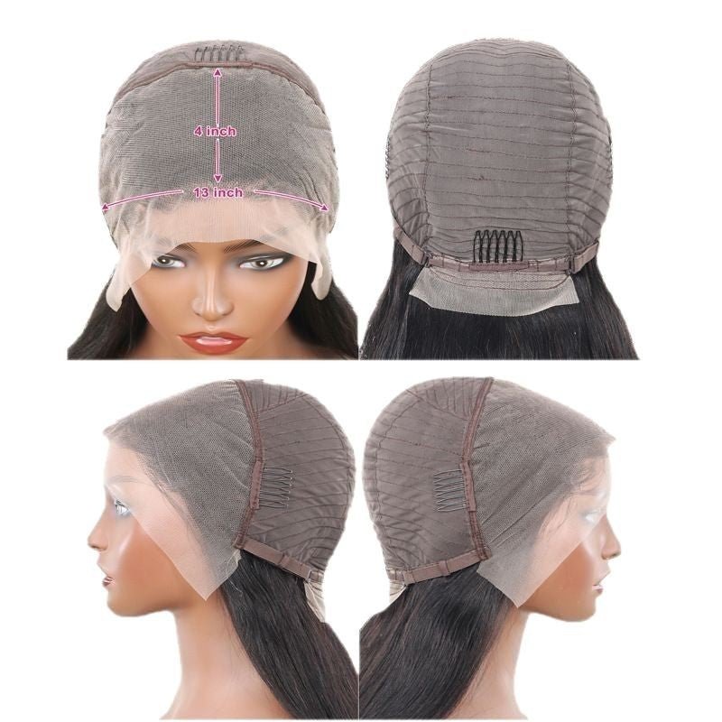 Perruque frontale en dentelle 13x4, cheveux humains raides, naturels, élégants - IVOIRART.COM