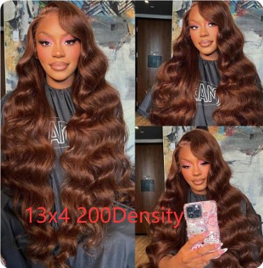 Perruque frontale ondulée brun chocolat en cheveux humains avec dentelle frontale - IVOIRART.COM