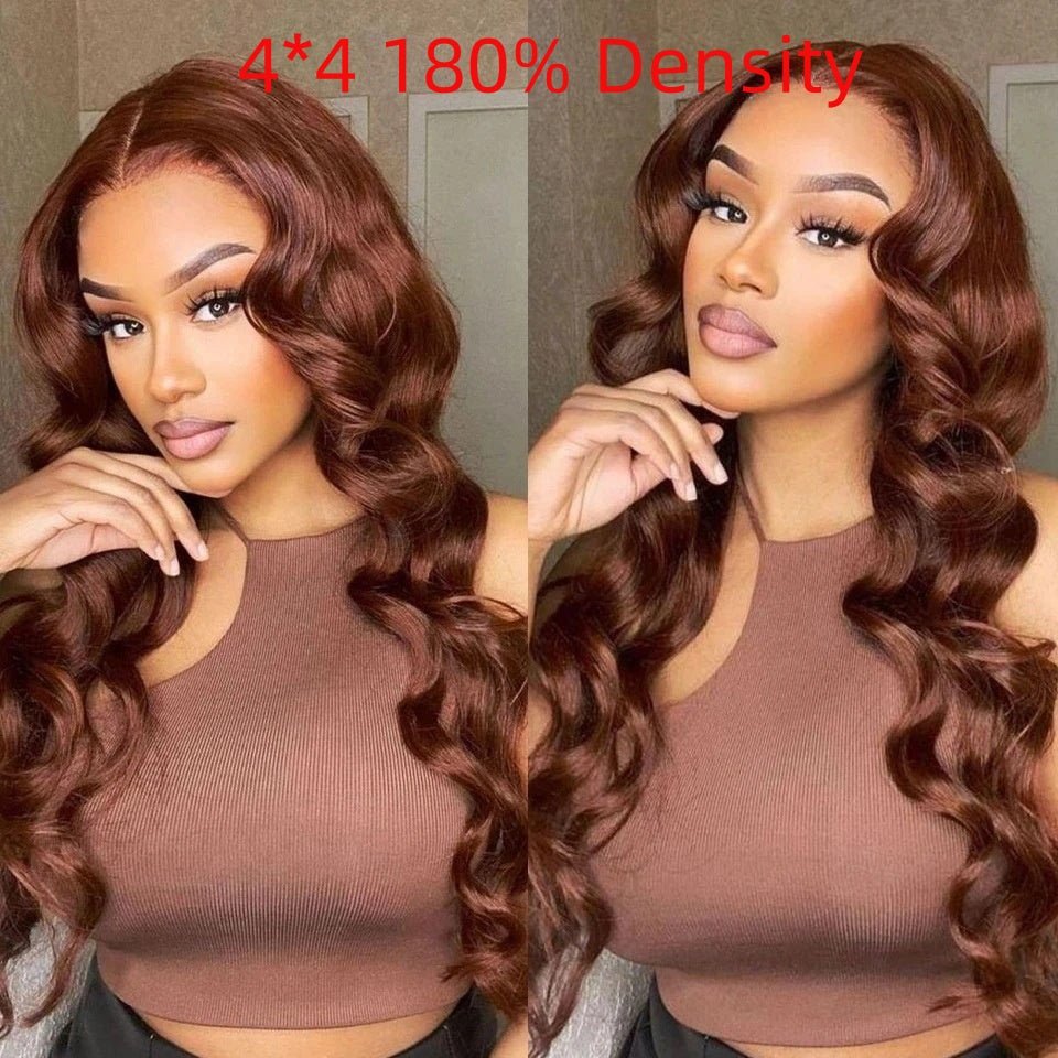 Perruque frontale ondulée brun chocolat en cheveux humains avec dentelle frontale - IVOIRART.COM