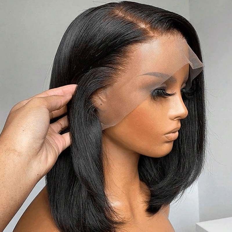 Perruque lace front bob lisse en cheveux humains, coupe courte naturelle 8-14ins - IVOIRART.COM