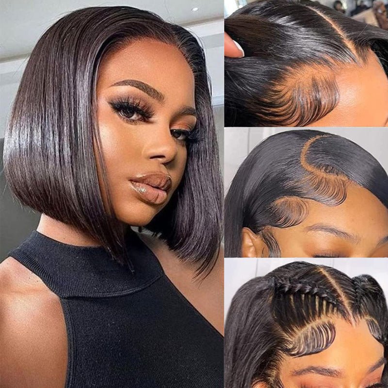 Perruque lace front bob lisse en cheveux humains, coupe courte naturelle 8-14ins - IVOIRART.COM