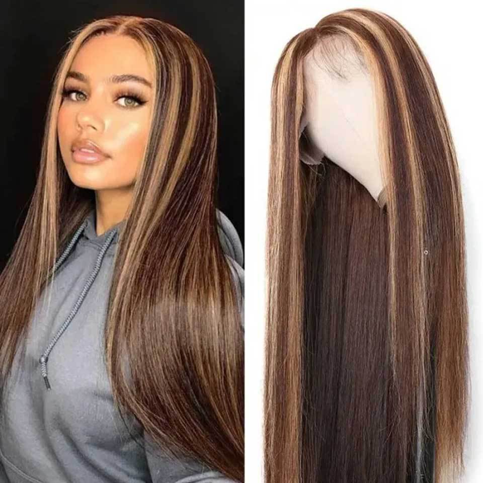 Perruque Lace Front Piano teinte 4/27 en cheveux humains 150-180 % densité - IVOIRART.COM