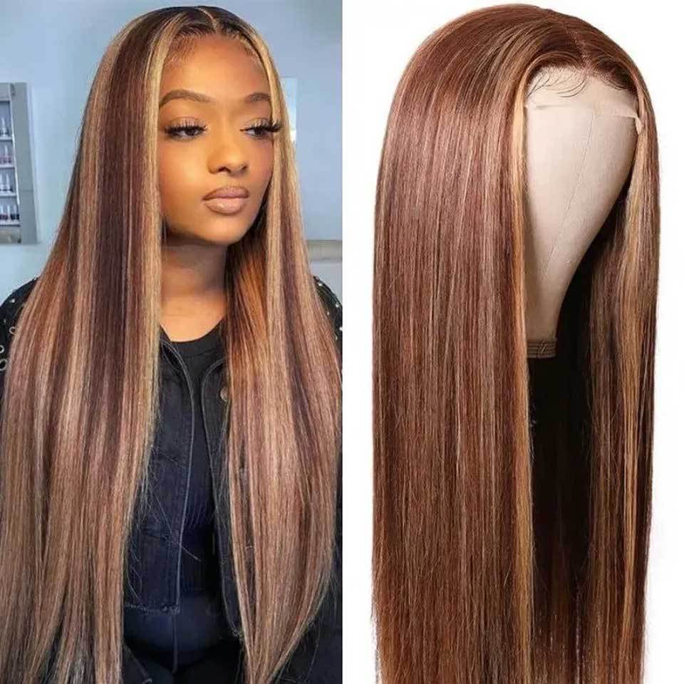 Perruque Lace Front Piano teinte 4/27 en cheveux humains 150-180 % densité - IVOIRART.COM