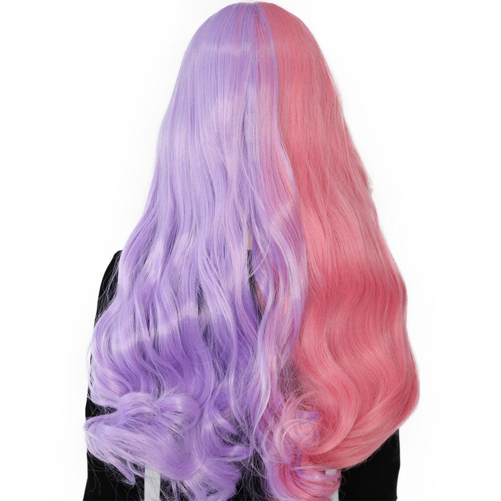 Perruque Longue Bouclée Bicolore pour Femme avec Lace Front et Frange - IVOIRART.COM