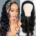 Perruque longue bouclée en cheveux humains Ice Silk avec bandeau couvrant stylée - IVOIRART.COM