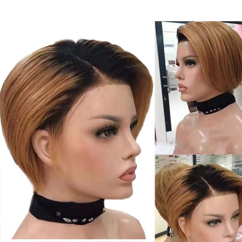 Perruque naturelle cheveux courts tissage mi-manuel et mi-mécanique - IVOIRART.COM