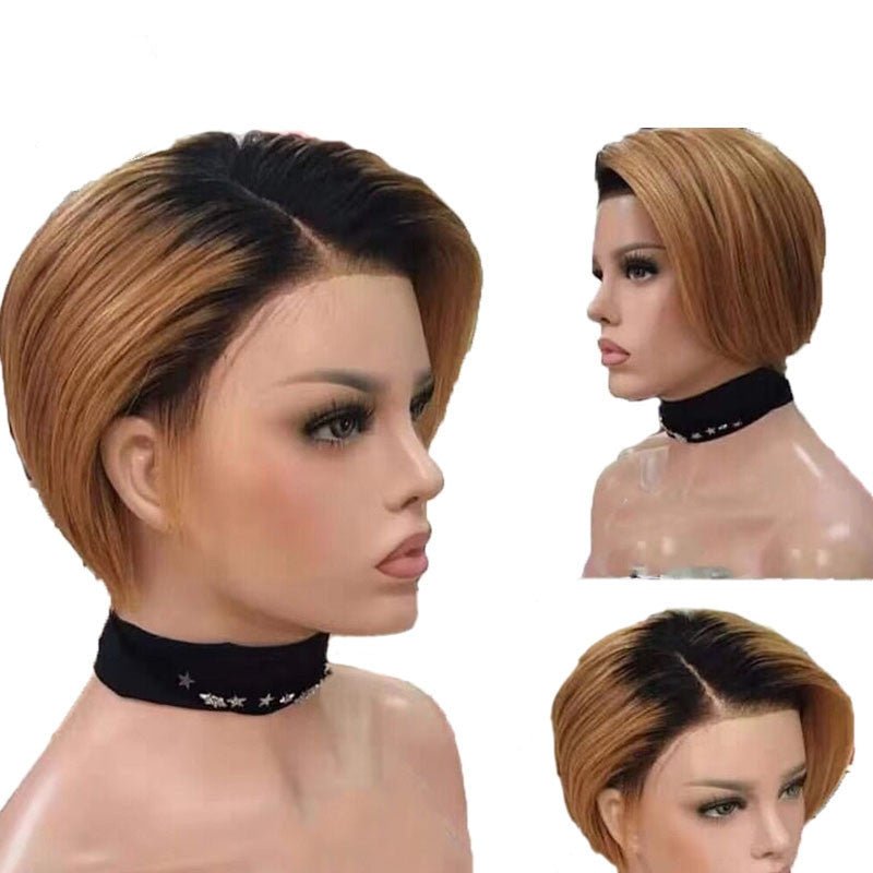 Perruque naturelle cheveux courts tissage mi-manuel et mi-mécanique - IVOIRART.COM