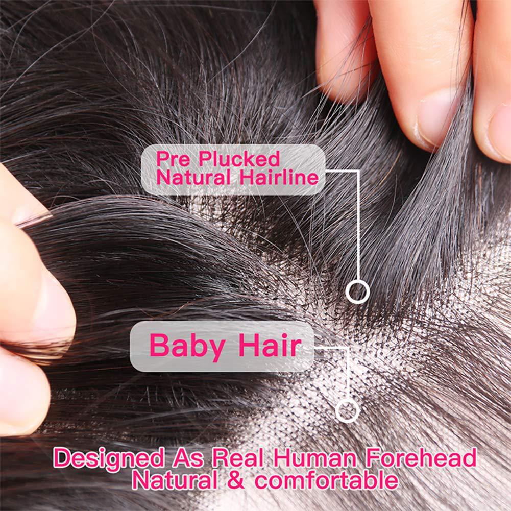 Perruque Naturelle Cheveux Réels Avant Dentelle Couleur Noire Mi-Longue - IVOIRART.COM