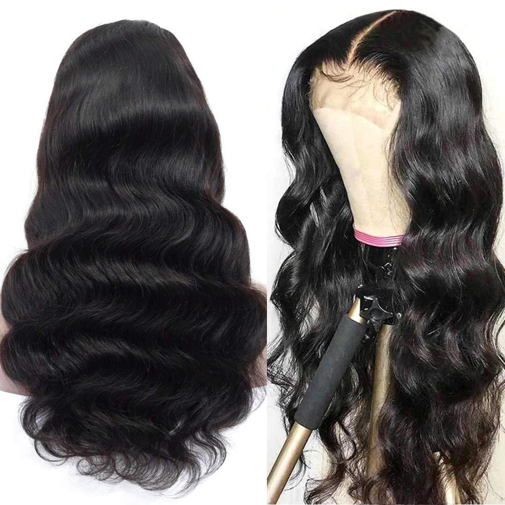 Perruque Naturelle Cheveux Réels Avant Dentelle Couleur Noire Mi-Longue - IVOIRART.COM