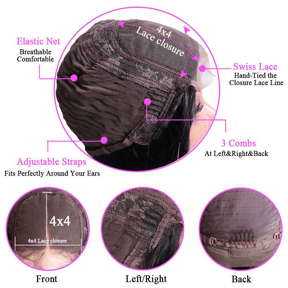 Perruque Naturelle Cheveux Réels Avant Dentelle Couleur Noire Mi-Longue - IVOIRART.COM