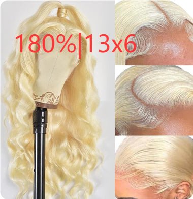 Perruque Synthétique Longue à Vagues Grandes Dorées avec Dentelle Frontale Tissée Main - IVOIRART.COM