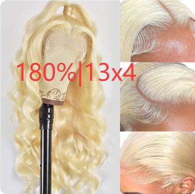 Perruque Synthétique Longue à Vagues Grandes Dorées avec Dentelle Frontale Tissée Main - IVOIRART.COM