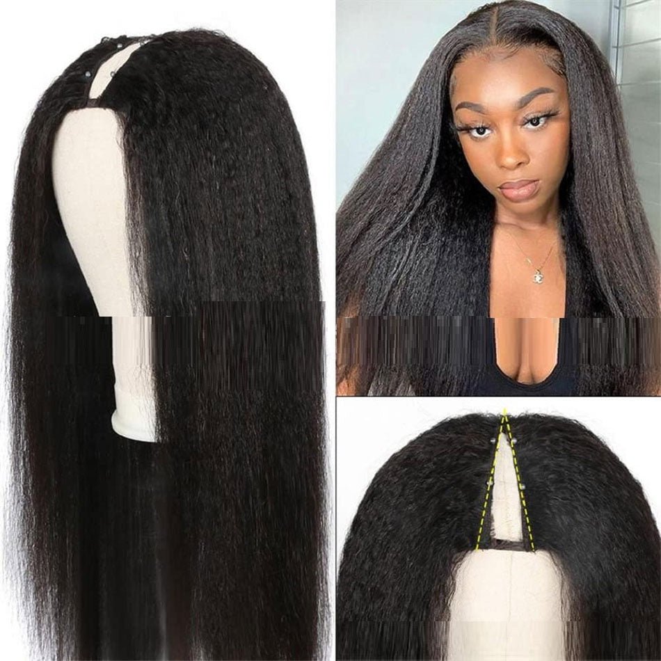 Perruque Yaki Raide en Cheveux 100% Humains - Système Sans Lace, Naturelle Ultra - IVOIRART.COM