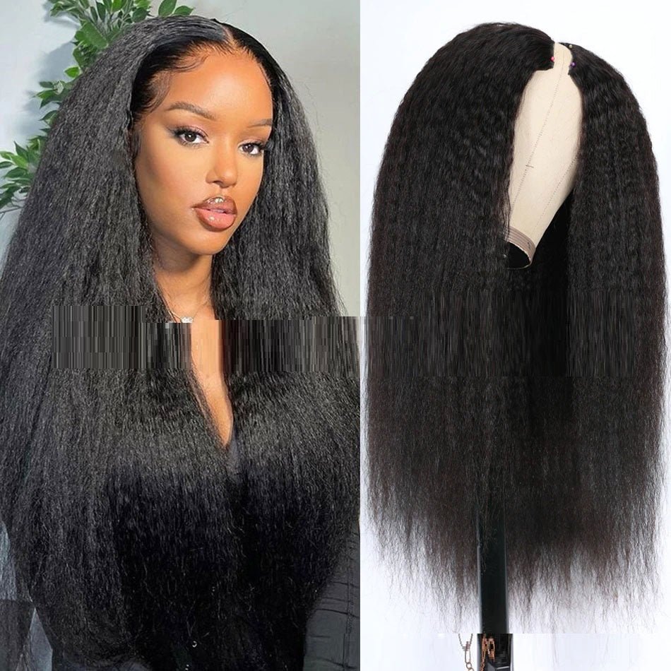 Perruque Yaki Raide en Cheveux 100% Humains - Système Sans Lace, Naturelle Ultra - IVOIRART.COM