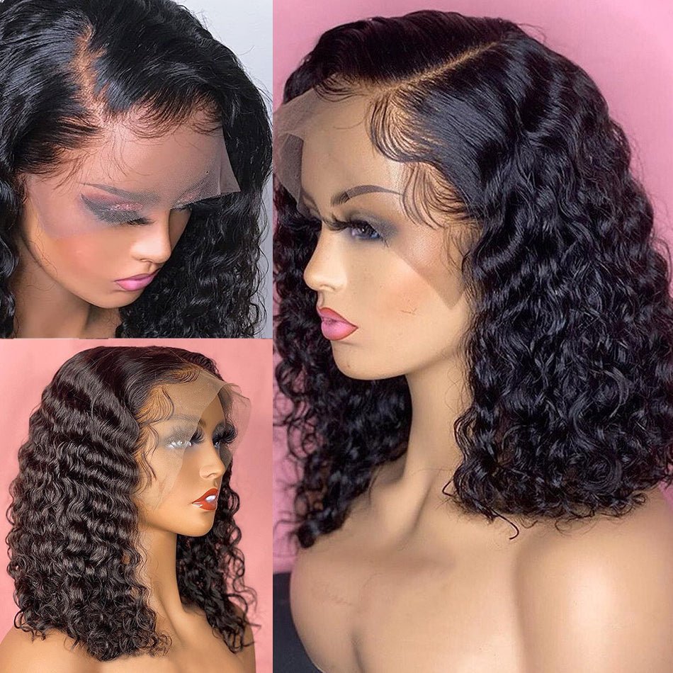 Perruques en cheveux humains avec frontal en dentelle, vagues profondes, bouclées, transparentes - IVOIRART.COM