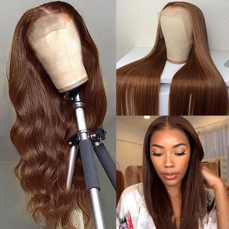 Perruques en cheveux humains couleur marron de qualité supérieure pour un style naturel - IVOIRART.COM