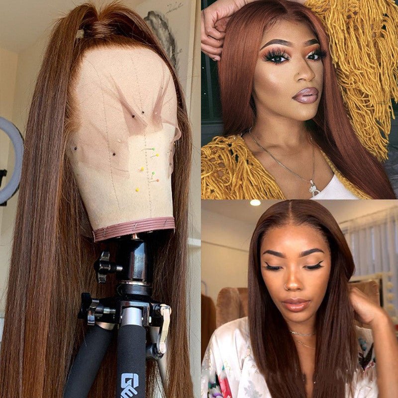 Perruques en cheveux humains couleur marron de qualité supérieure pour un style naturel - IVOIRART.COM