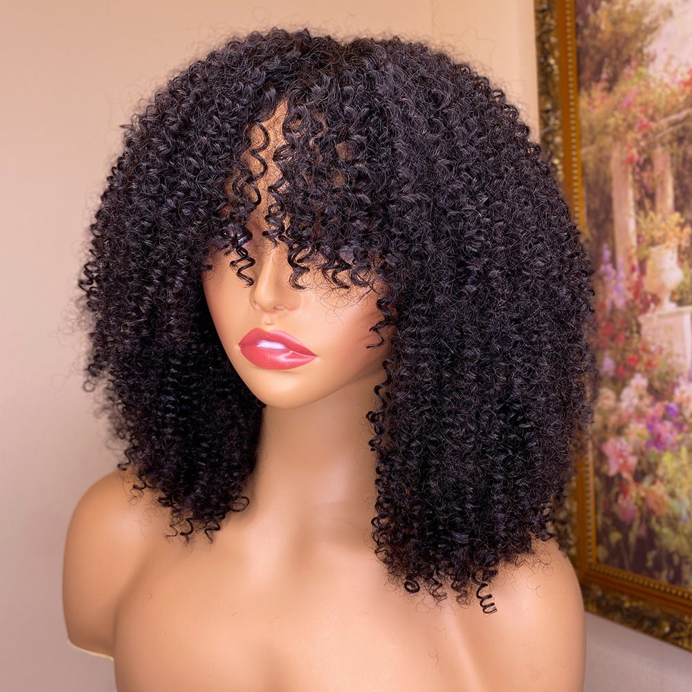 Perruques en cheveux humains frisés avec frange pour un style audacieux et naturel - IVOIRART.COM