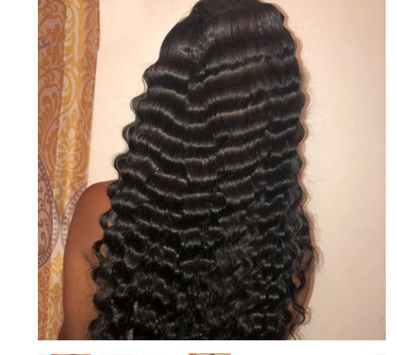 Perruques en cheveux naturels ondulés profonds 28-30 pouces avec front en dentelle 13x4 - IVOIRART.COM