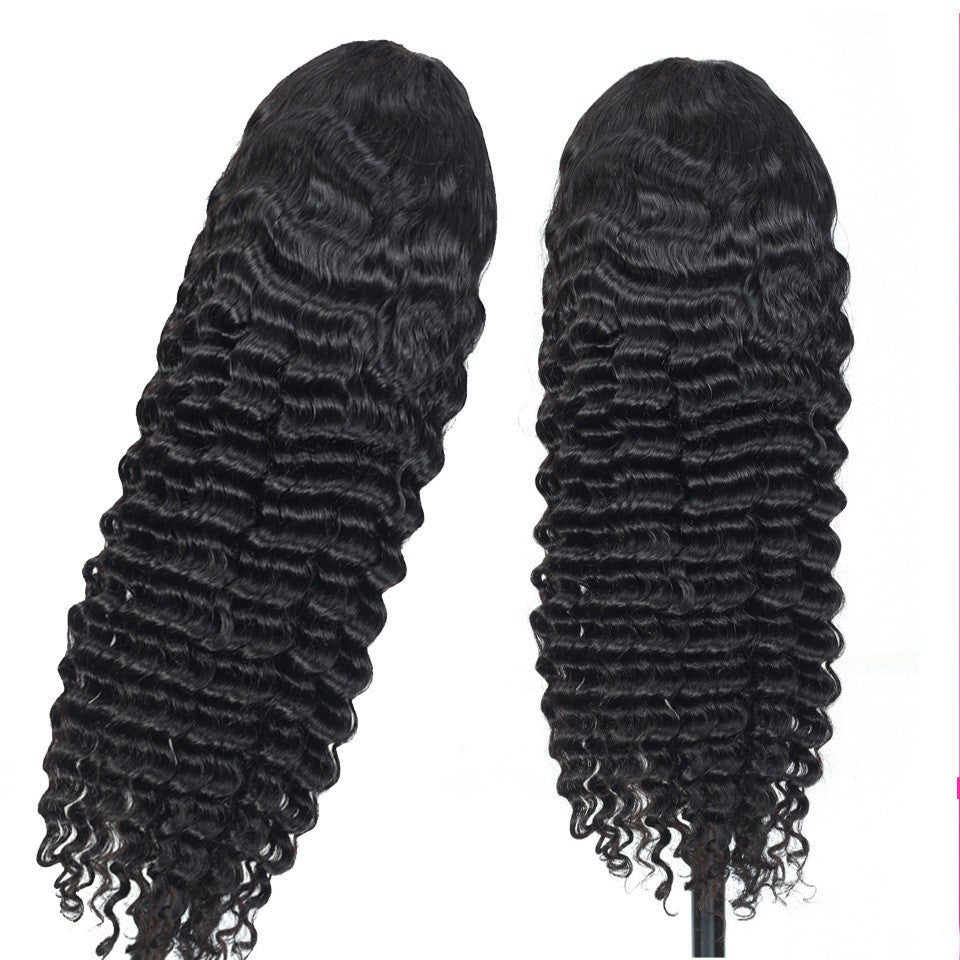 Perruques en cheveux naturels ondulés profonds 28-30 pouces avec front en dentelle 13x4 - IVOIRART.COM