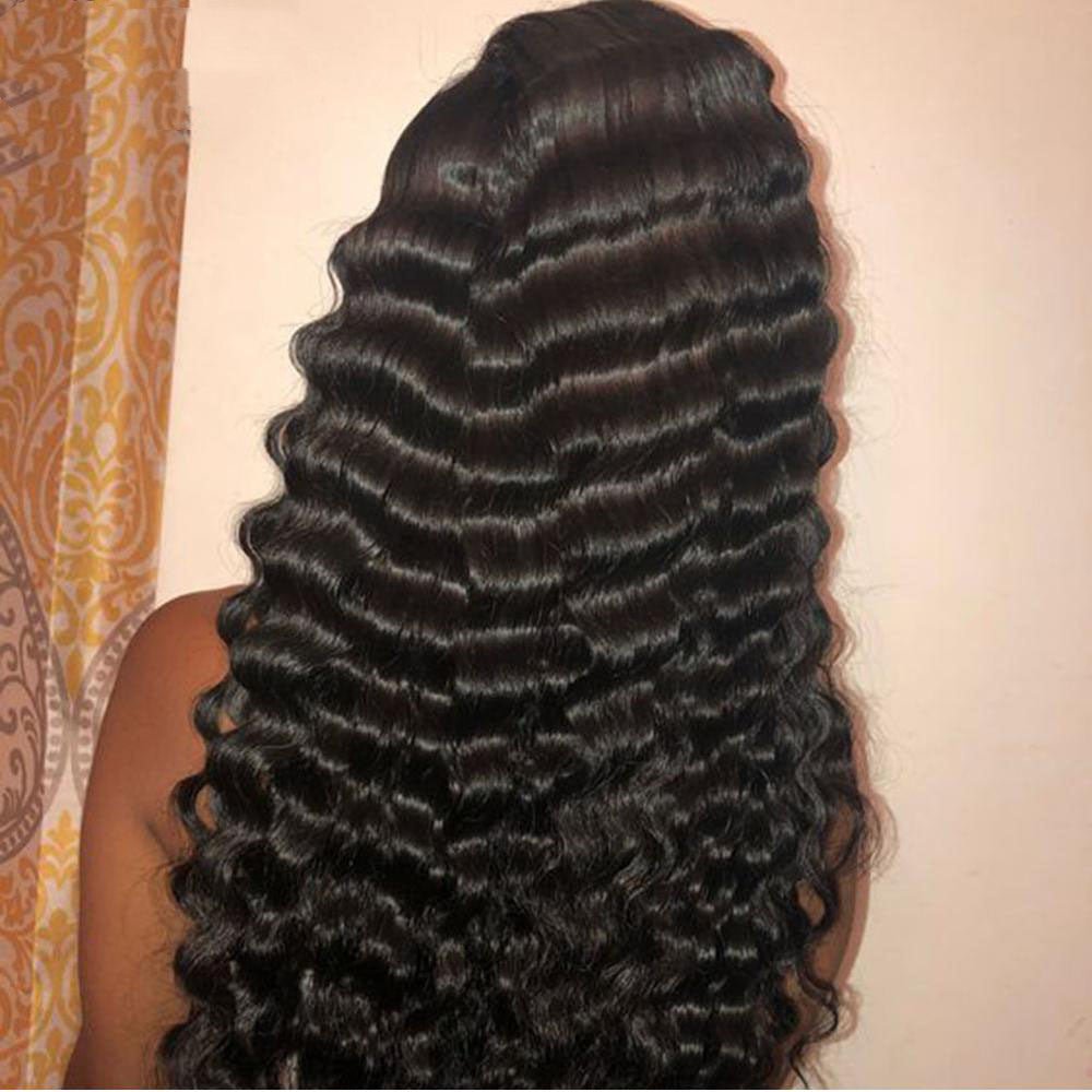 Perruques en cheveux naturels ondulés profonds 28-30 pouces avec front en dentelle 13x4 - IVOIRART.COM