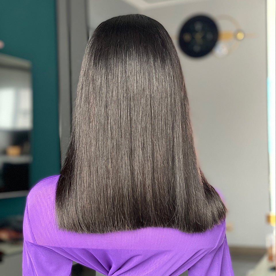 Perruques lisses doubles tirées en cheveux humains 100 % naturels 40 cm - IVOIRART.COM