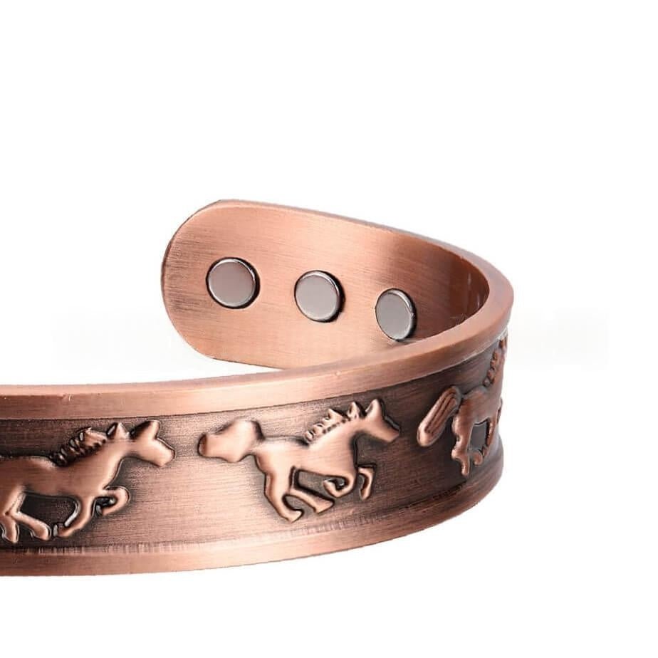 Petit Cheval Bracelet et Bague en Cuivre Pur Aimanté - Style Minimaliste Élégant - IVOIRART.COM