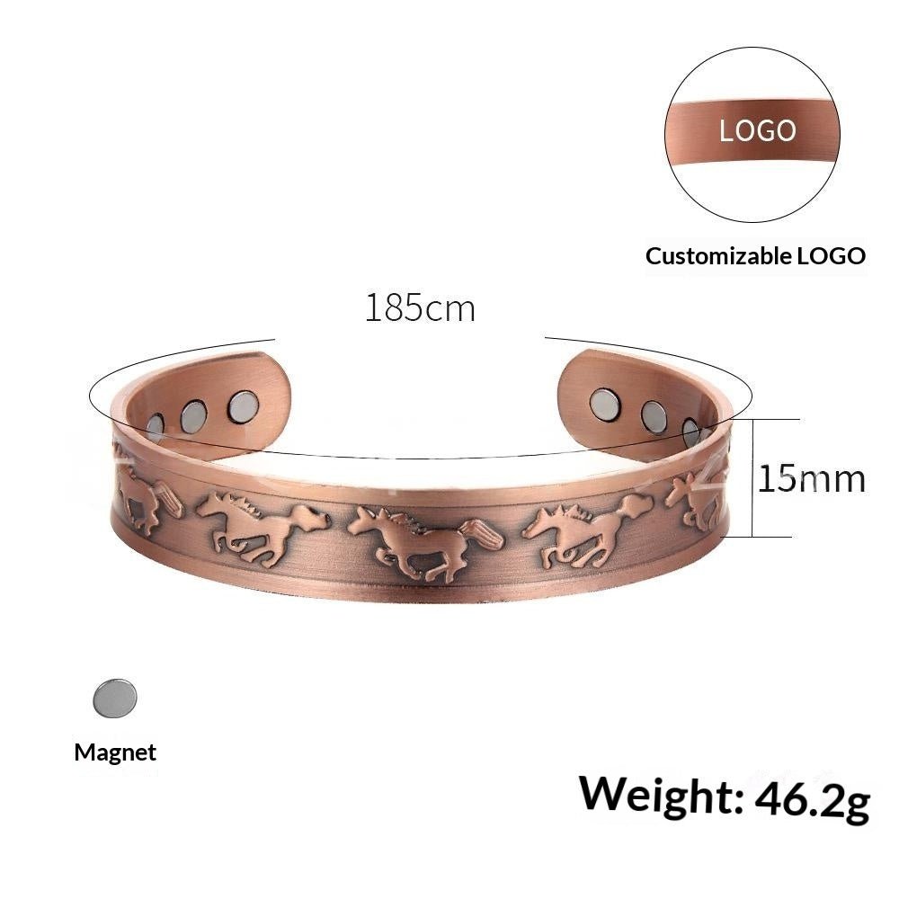 Petit Cheval Bracelet et Bague en Cuivre Pur Aimanté - Style Minimaliste Élégant - IVOIRART.COM