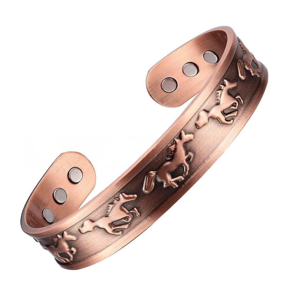 Petit Cheval Bracelet et Bague en Cuivre Pur Aimanté - Style Minimaliste Élégant - IVOIRART.COM