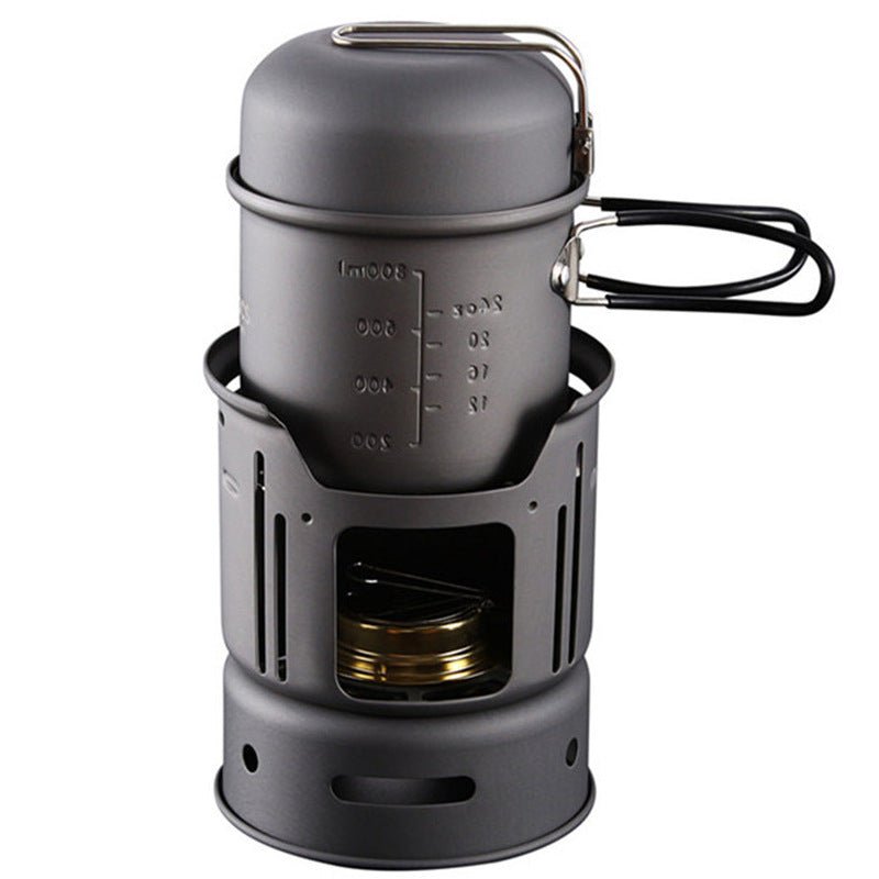 Petit ensemble de cuisine de camping extérieur compact en acier inoxydable noir - IVOIRART.COM