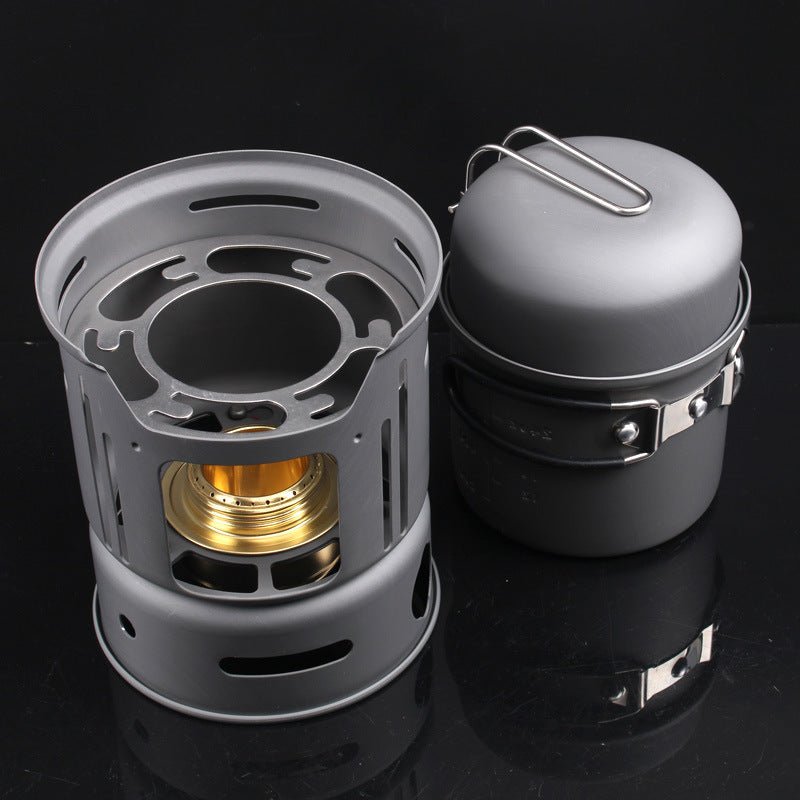 Petit ensemble de cuisine de camping extérieur compact en acier inoxydable noir - IVOIRART.COM