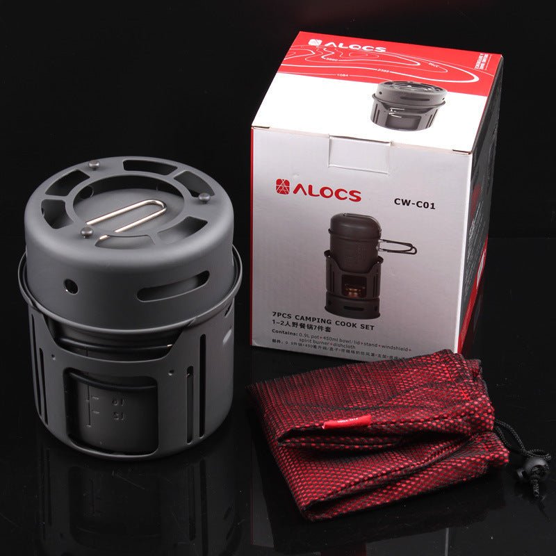Petit ensemble de cuisine de camping extérieur compact en acier inoxydable noir - IVOIRART.COM