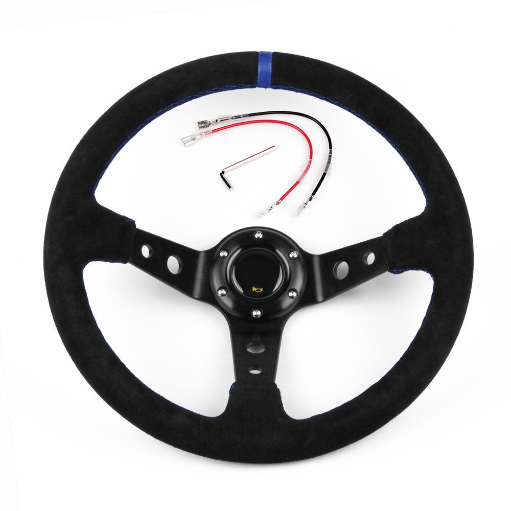 Pièces de Modification Automobile Volant de Course en Daim Sport 35 cm 14 Pouces - IVOIRART.COM