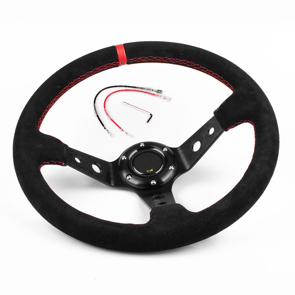 Pièces de Modification Automobile Volant de Course en Daim Sport 35 cm 14 Pouces - IVOIRART.COM