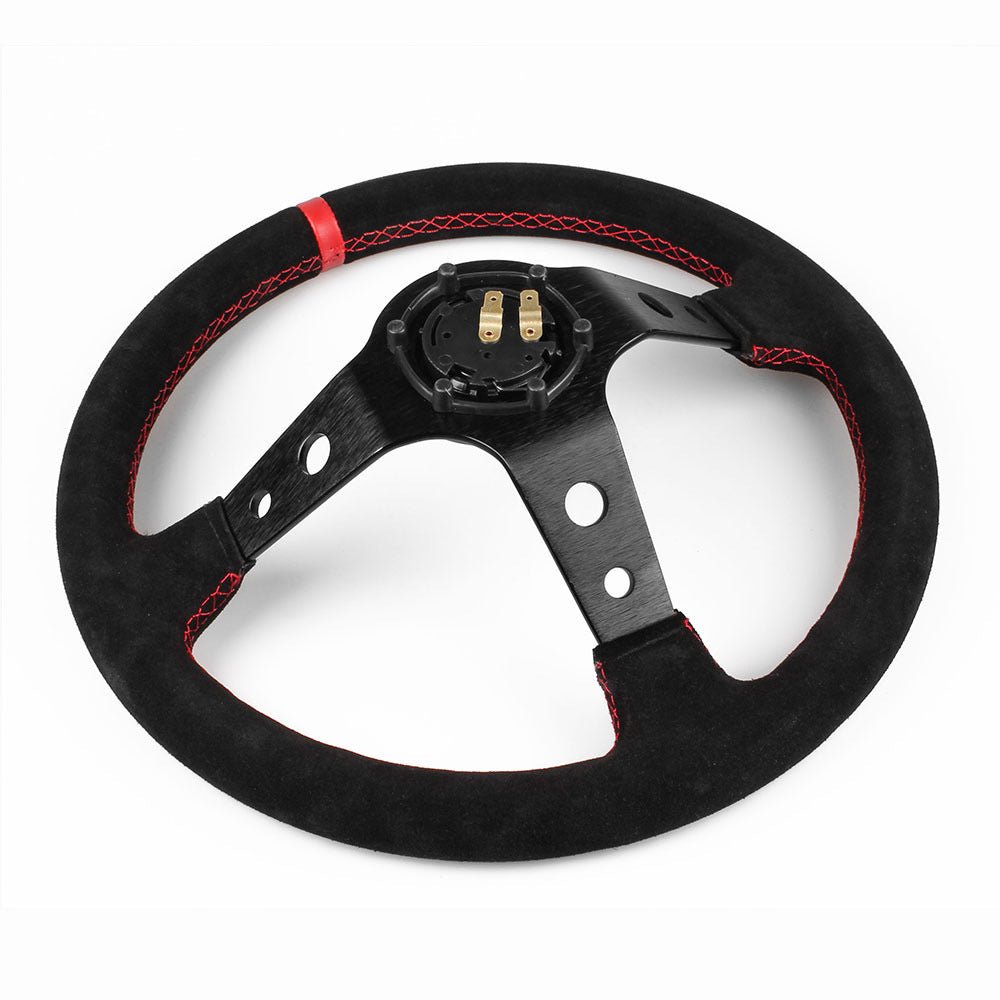 Pièces de Modification Automobile Volant de Course en Daim Sport 35 cm 14 Pouces - IVOIRART.COM