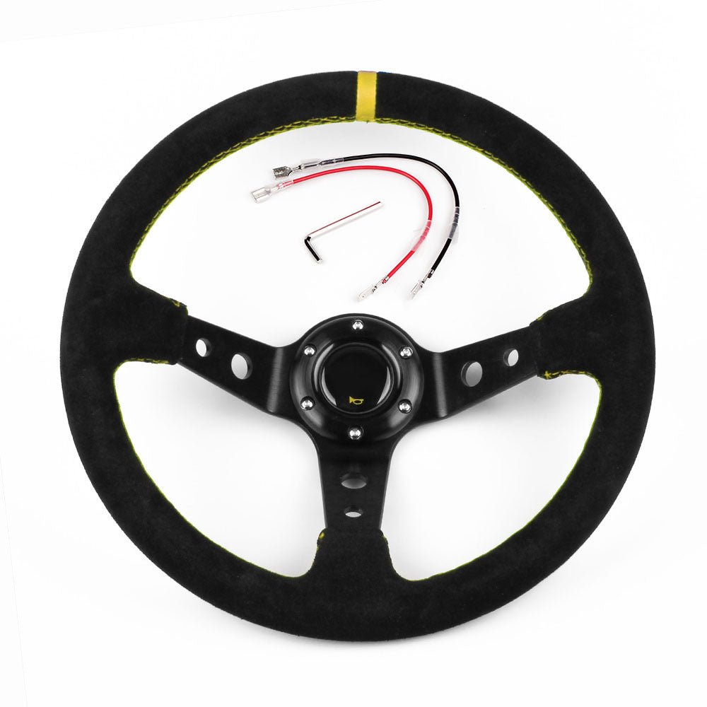 Pièces de Modification Automobile Volant de Course en Daim Sport 35 cm 14 Pouces - IVOIRART.COM