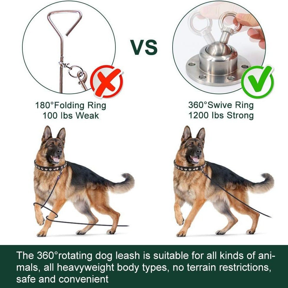 Piquet d'attache en acier inoxydable avec câble métallique pour chien robuste - IVOIRART.COM