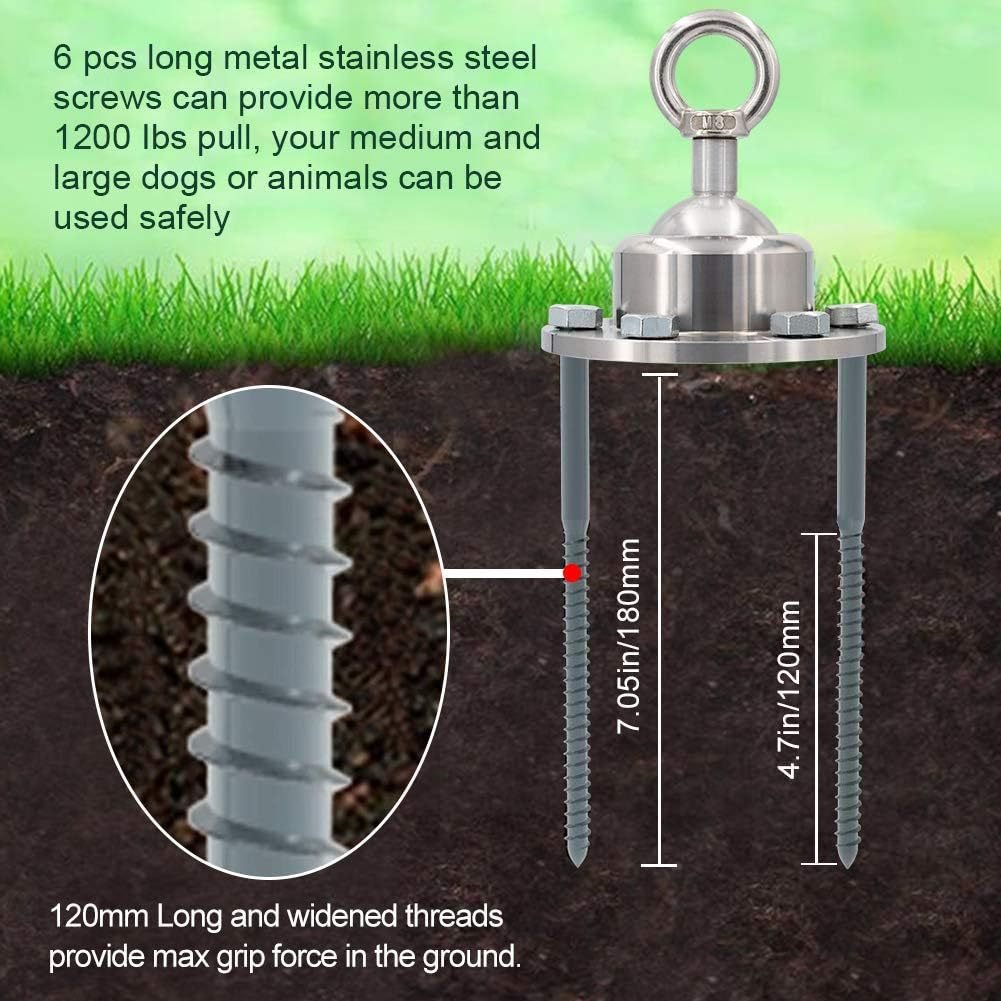Piquet d'attache en acier inoxydable avec câble métallique pour chien robuste - IVOIRART.COM