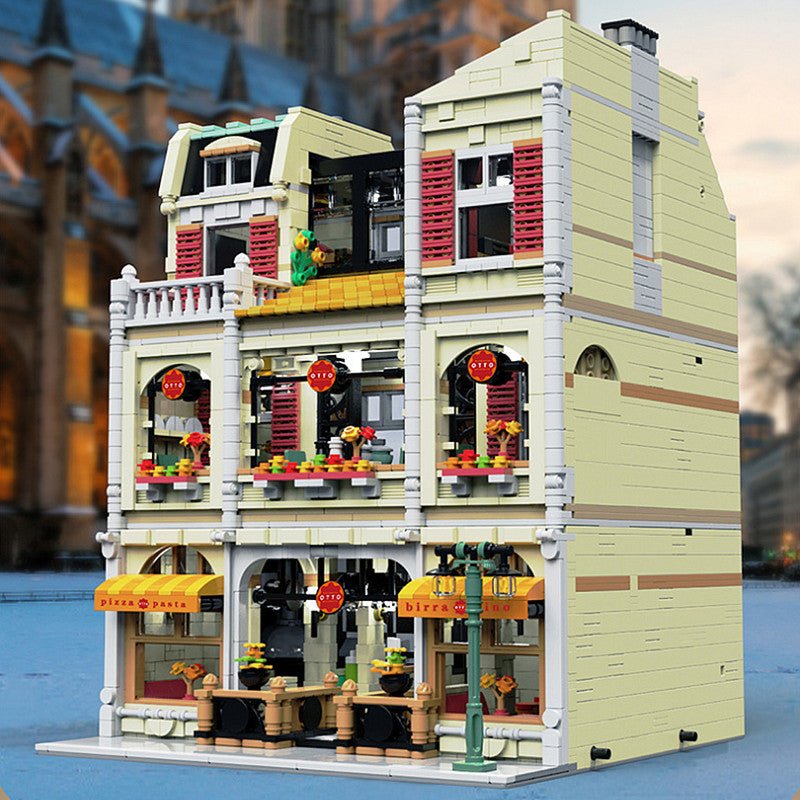 Pizza Shop Street View Series Town Scene High Difficulty Large Assembled Building Blocks Toy Model - IVOIRART.COM