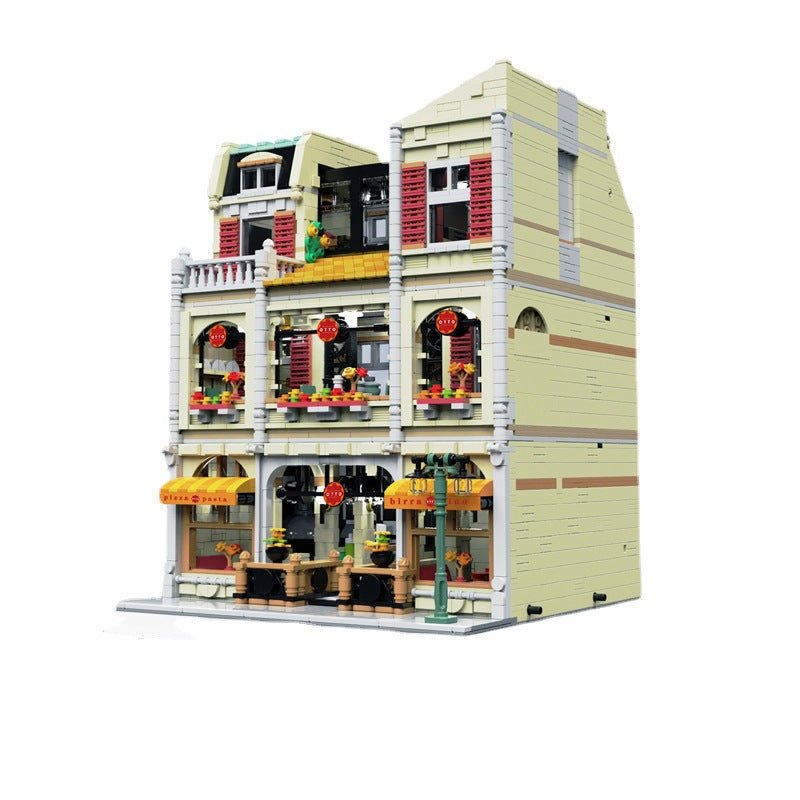 Pizza Shop Street View Series Town Scene High Difficulty Large Assembled Building Blocks Toy Model - IVOIRART.COM