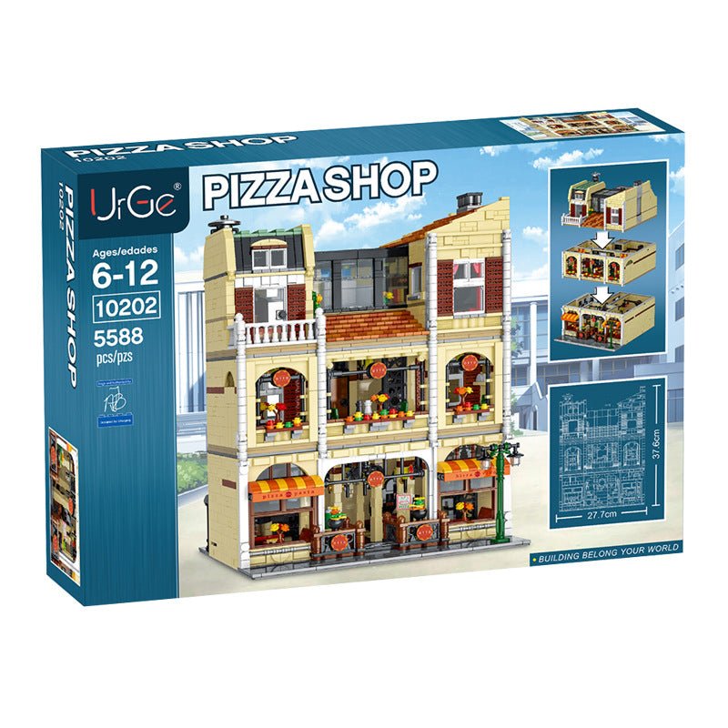 Pizza Shop Street View Series Town Scene High Difficulty Large Assembled Building Blocks Toy Model - IVOIRART.COM