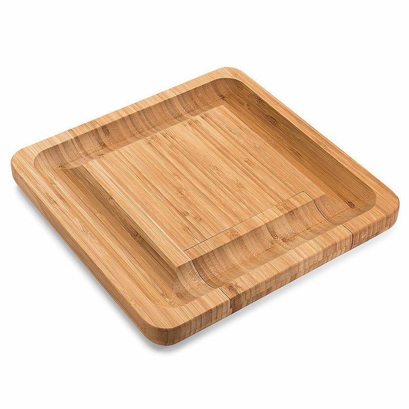 Planche à découper multifonction en bambou avec tiroir à couteaux et fourchettes - IVOIRART.COM
