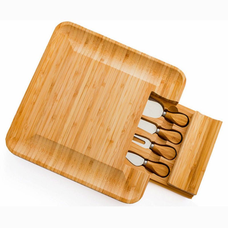 Planche à découper multifonction en bambou avec tiroir à couteaux et fourchettes - IVOIRART.COM